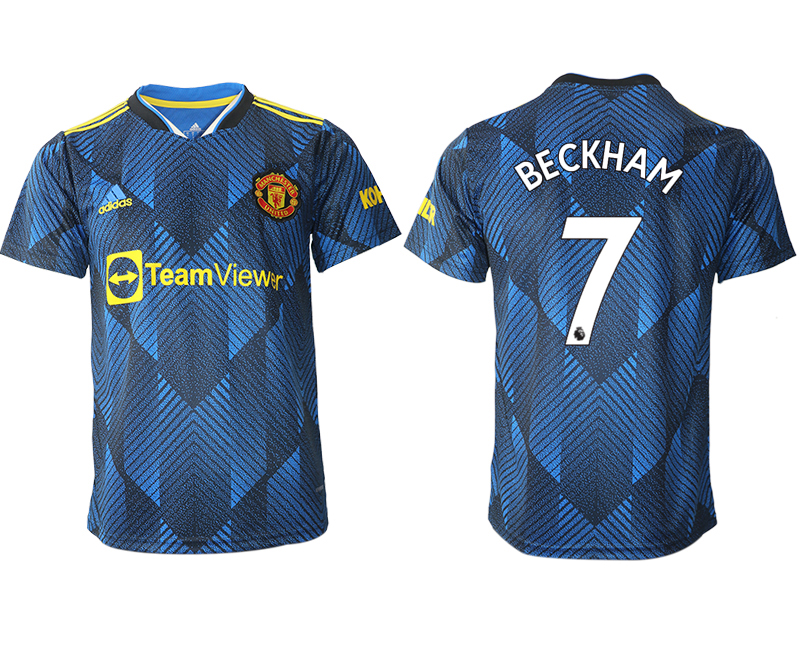 Men 2021-2022 Club Manchester United Second away aaa version blue #7 Soccer Jerseys